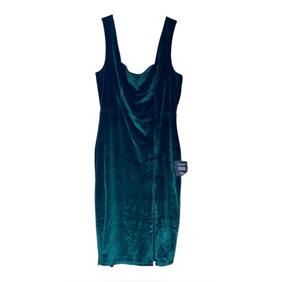 Lulus Baby You're The One Emerald Green Velvet Sleeveless Midi Dress L NWT 90’s - Picture 3 of 8